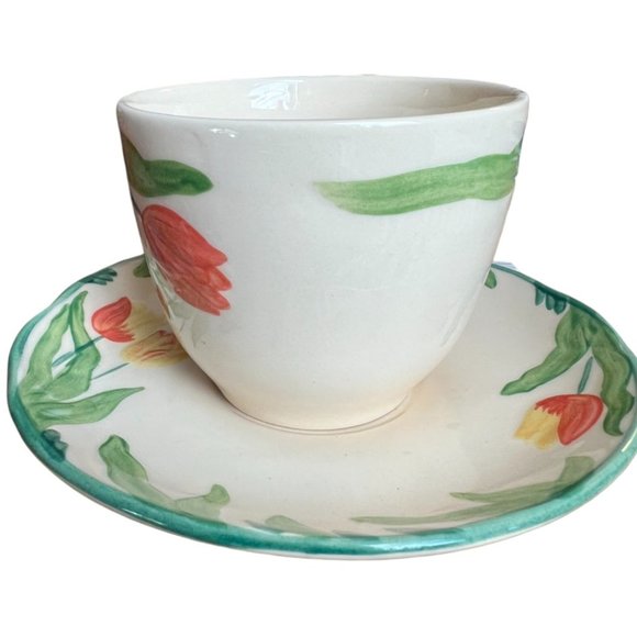 Vtg FRANCISCAN Tulip Teacup and Saucer Hand-Painted England Pristine Retired - Picture 4 of 12